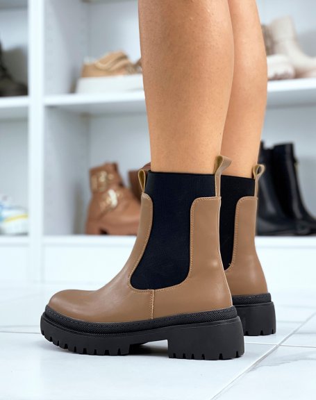 Dark brown chelsea style high elasticated ankle boots