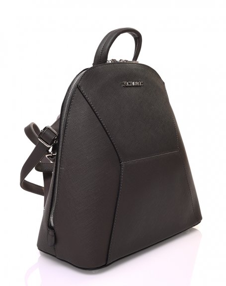 Dark gray rounded backpack with geometric stitching
