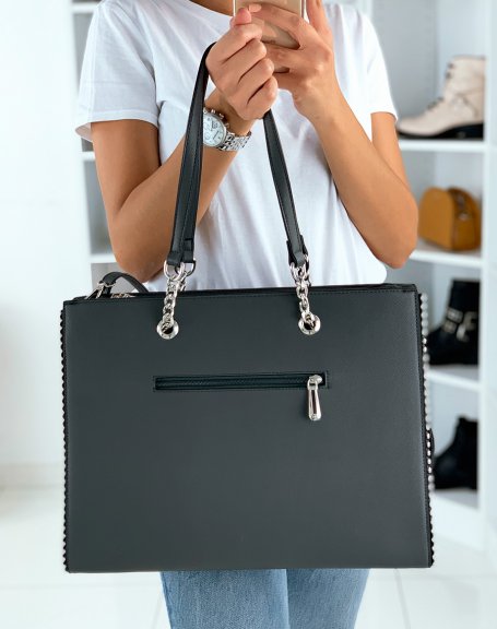 Dark gray tote handbag
