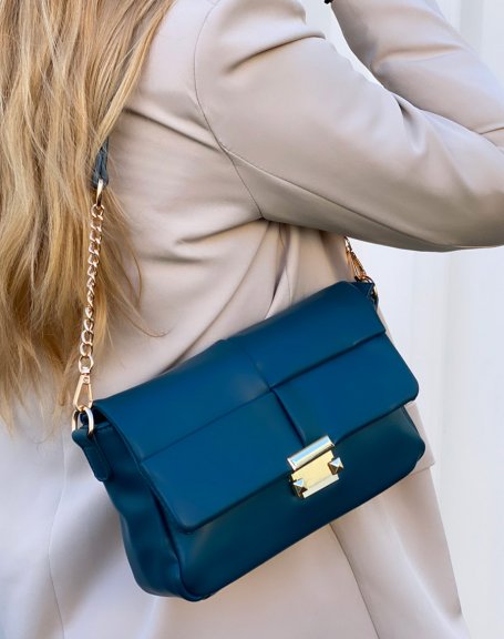 Duck blue checkered handbag with gold detail