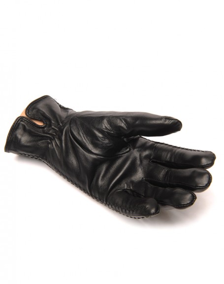 Embroidered black LuluCastagnette leather gloves