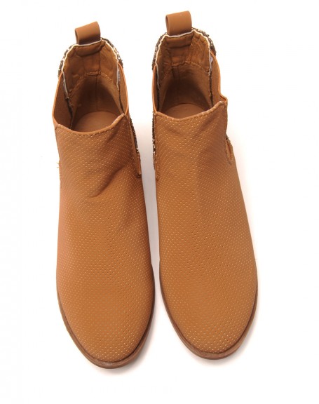 Glitter camel perforated Chelsea boots