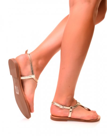 Gold thong effect sandals