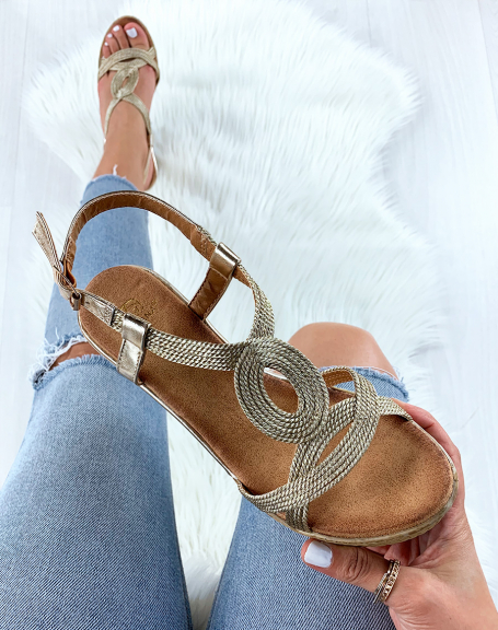 Gold wedge sandals