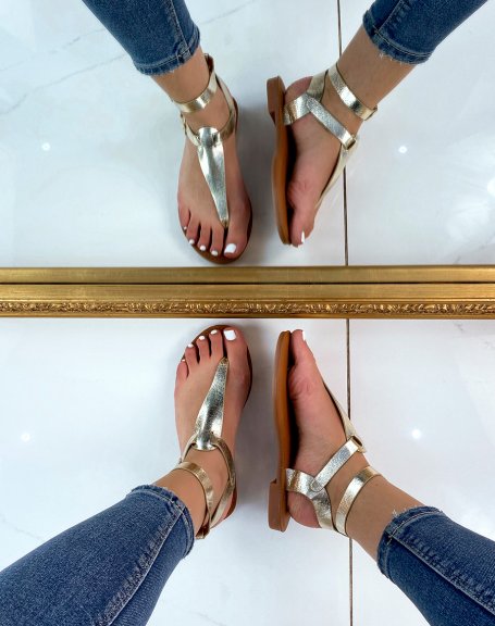 Golden sandals with double straps