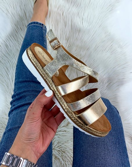 Golden sandals with golden jute sole