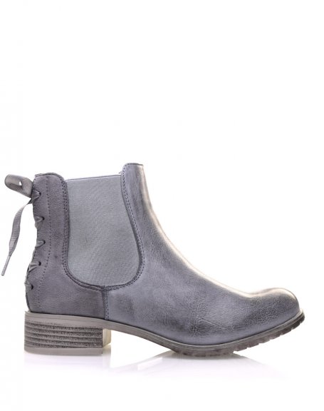 Gray Chelsea Boots with Bows