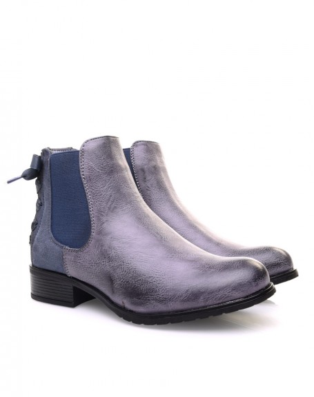 Gray Chelsea boots with knots