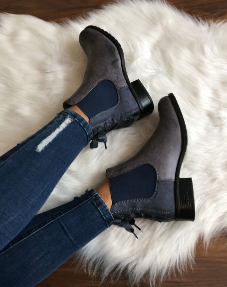Gray Chelsea boots with knots
