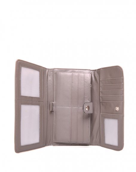 Gray grained-effect wallet
