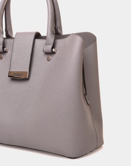 Gray handbag with a loving strap