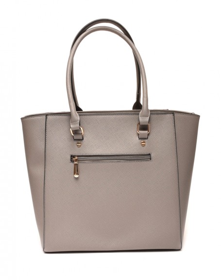 Gray handbag with handle details