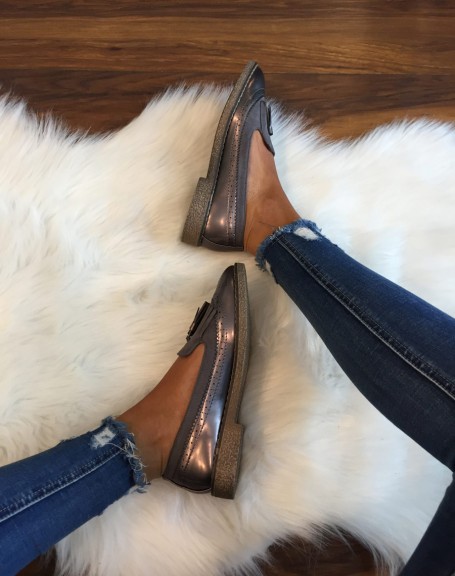 Gray openwork loafers