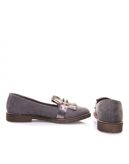 Gray studded loafers