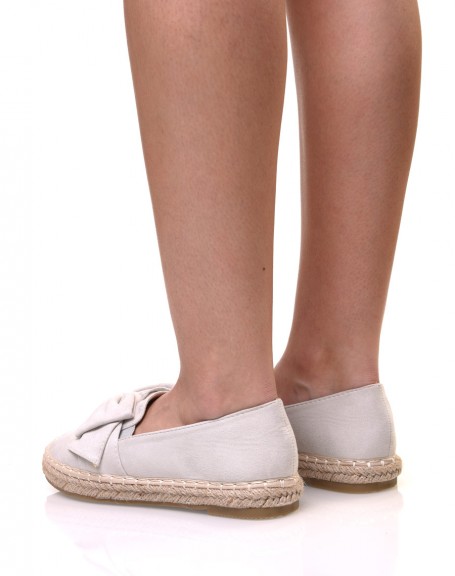 Gray suedette espadrilles with bow