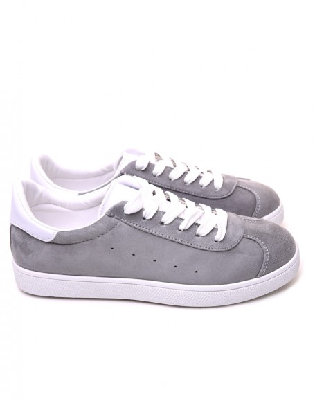 Gray suedette sneakers