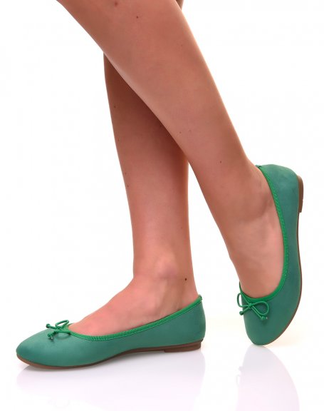 Green suedette ballerinas with small knots
