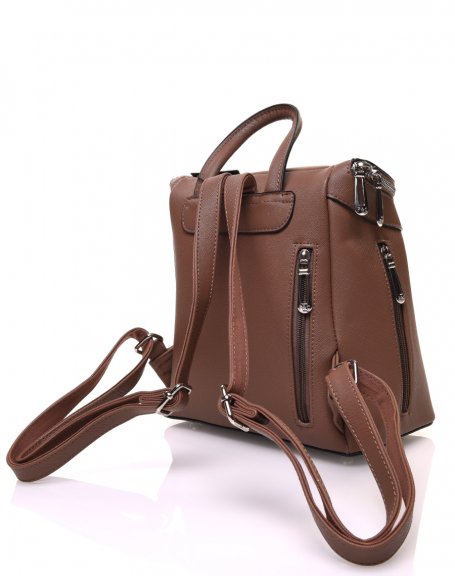 Hard chocolate zipper backpack