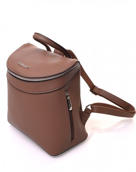 Hard chocolate zipper backpack