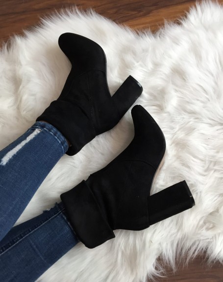 High black ankle boots entirely in suede