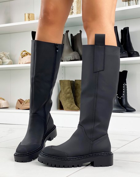 High black rubber boots