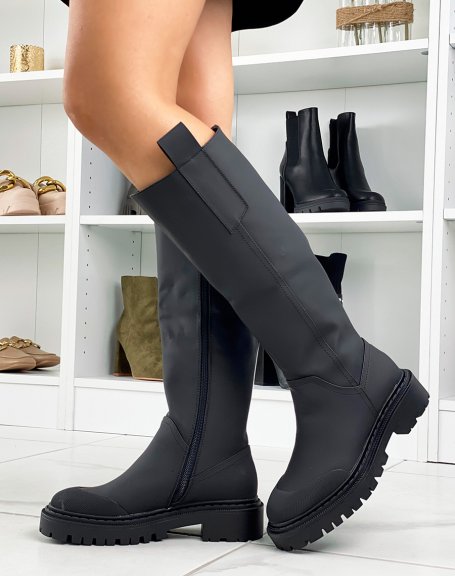 High black rubber boots