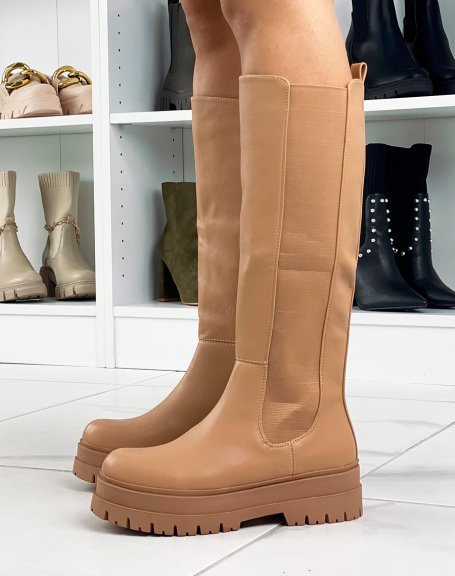 High brown chelsea style boots