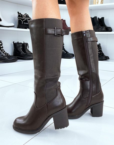 High heeled brown boots