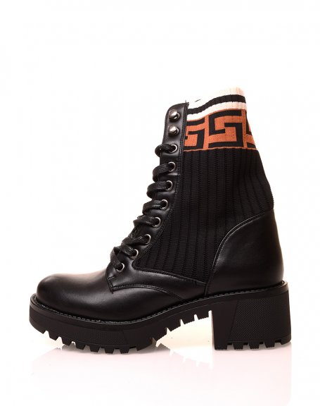 High-top lace-up ankle boots