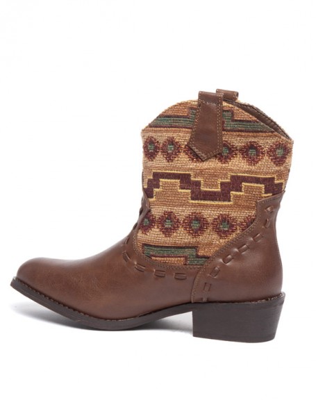 Ideal boots brown ethnic pattern fabrics