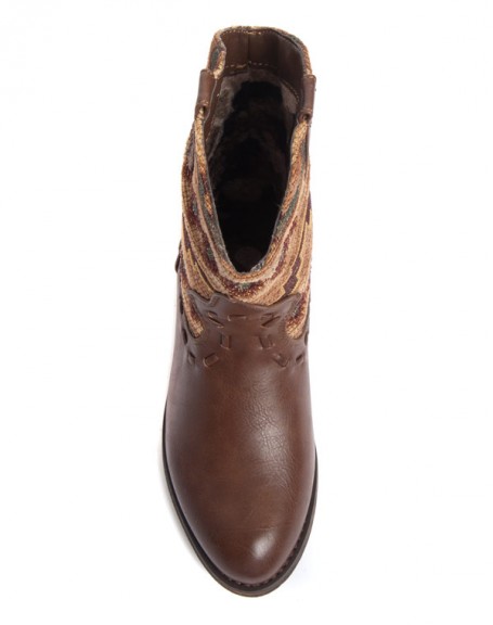 Ideal boots brown ethnic pattern fabrics