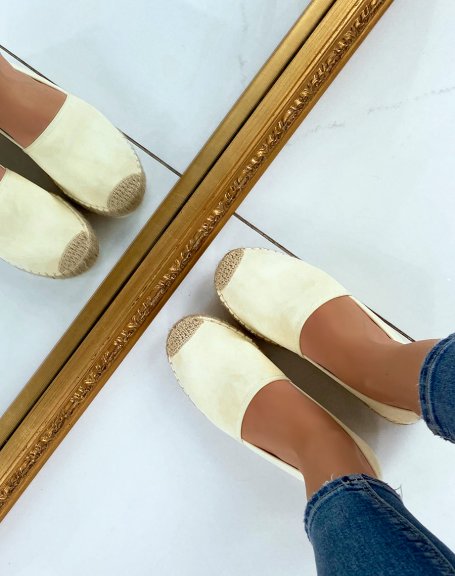 Jute and pastel yellow suede espadrilles