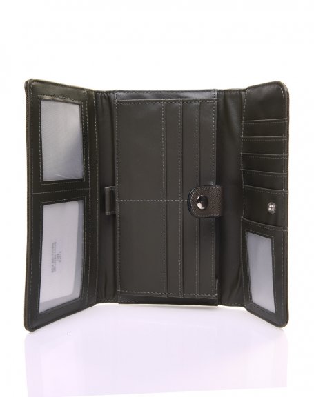 Khaki grained-effect wallet