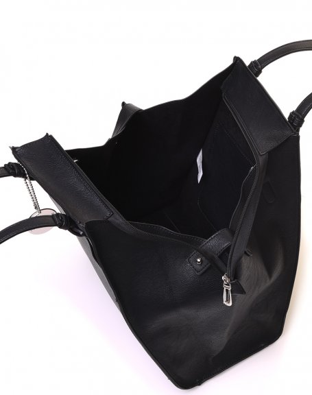 Large black adjustable triangular bag