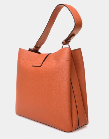 Large camel handbag with a loving strap