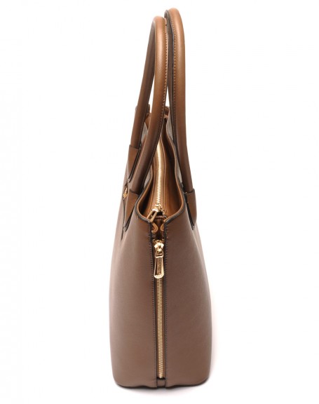 Large dark taupe handbag Flora & Co