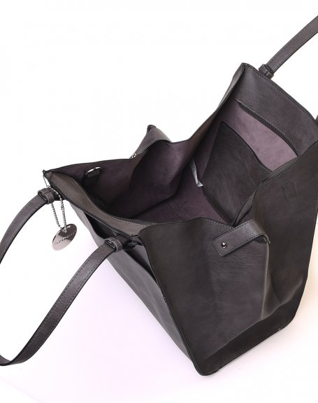 Large gray adjustable triangular bag