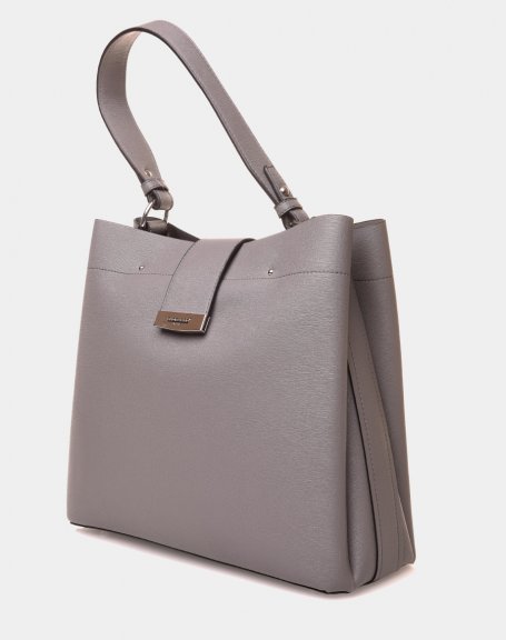 Large gray handbag with a loving strap