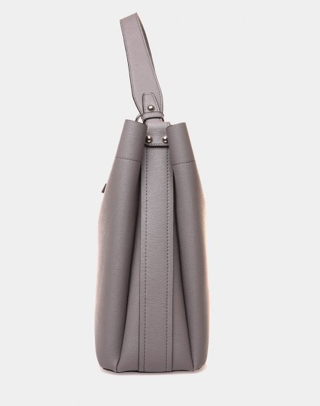 Large gray handbag with a loving strap