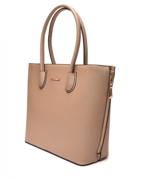 Large taupe handbag Flora & Co