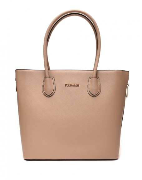 Large taupe handbag Flora & Co