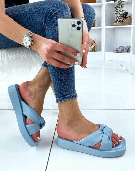 Light blue sandals with wide padded straps