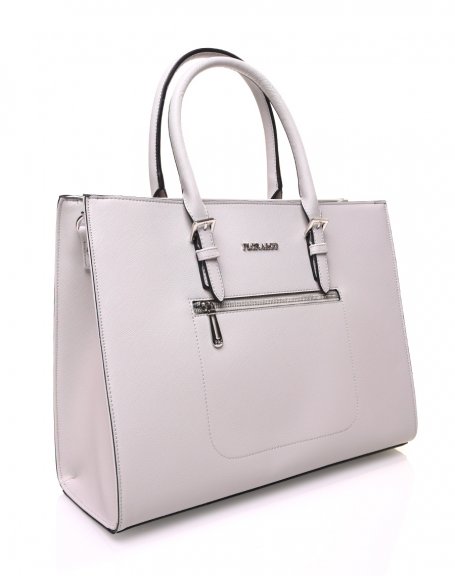 Light gray rigid rectangular handbag