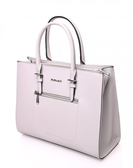 Light gray rigid rectangular handbag