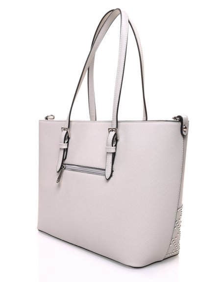 Light gray studded handbag