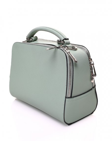 Light green rigid textured briefcase crossbody bag