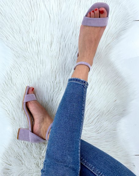 Lilac suedette low heel sandal