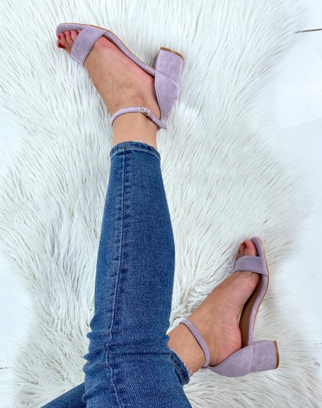 Lilac suedette low heel sandal