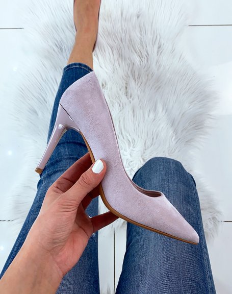 Lilac suedette stiletto heel pump