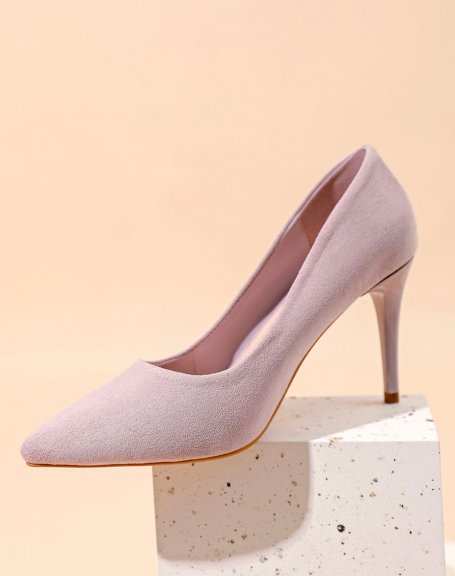 Lilac suedette stiletto heel pump